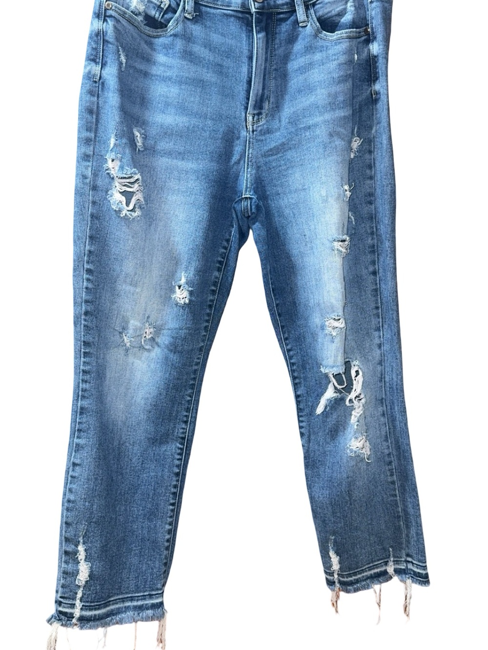 Judy Blue Women’s Distressed Blue Jeans - Classic High-Rise Fit